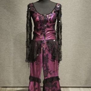 Black and purple lace pants set